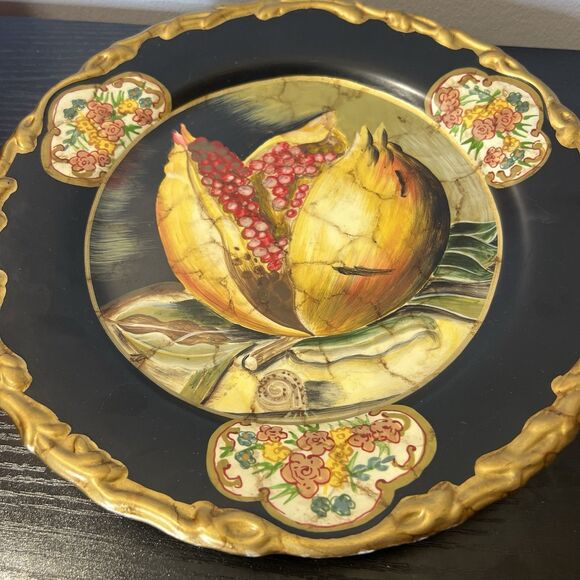 Other - Vintage Raymond Waites Toyo Decorative Plate 10" Pomegranate Gold Trim